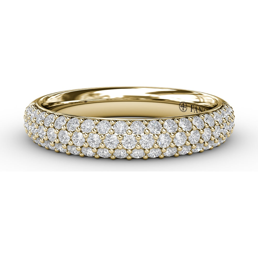 Domed Pavé Diamond Band with Three Rows of Round Diamonds by Fana - 0.61 Carat Total Diamond Weight