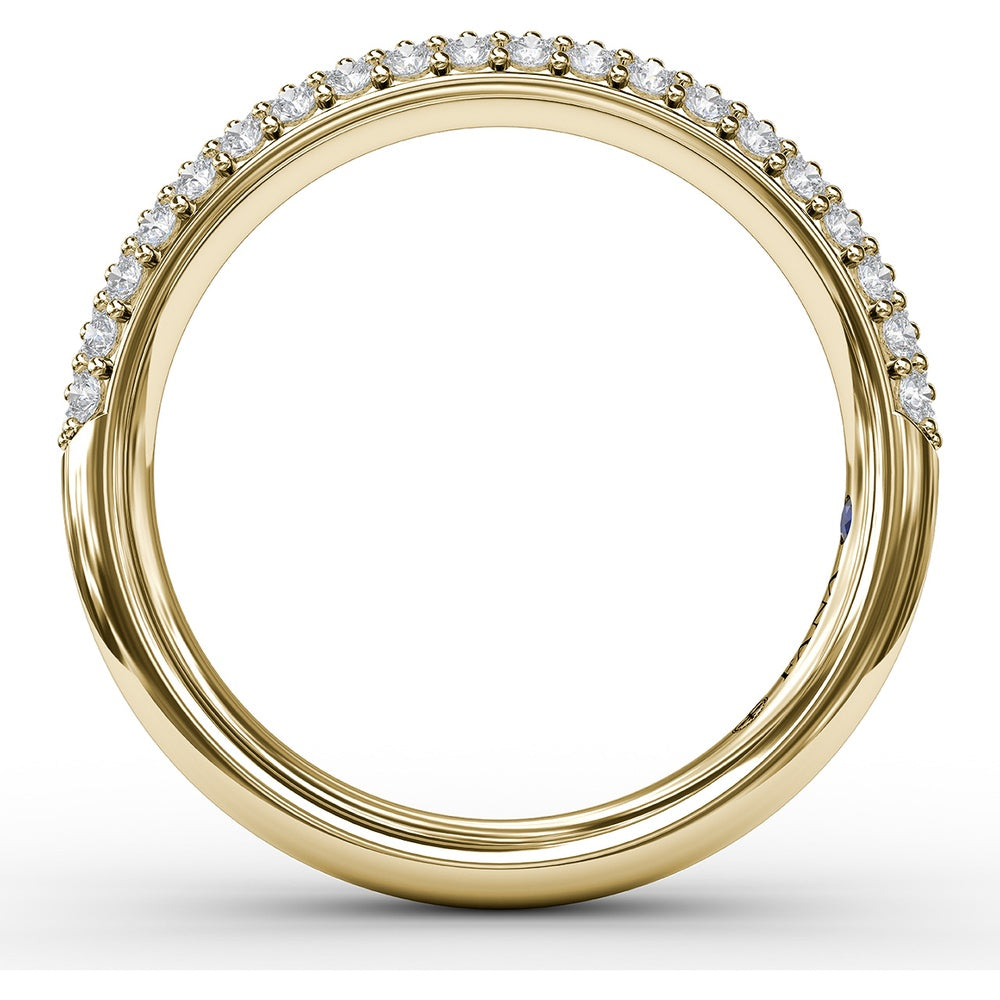 Domed Pavé Diamond Band with Three Rows of Round Diamonds by Fana - 0.61 Carat Total Diamond Weight