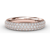 Domed Pavé Diamond Band with Three Rows of Round Diamonds by Fana - 0.61 Carat Total Diamond Weight