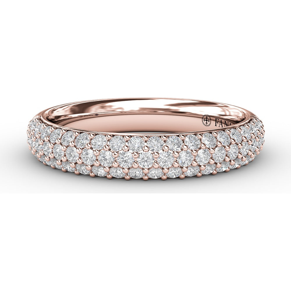 Domed Pavé Diamond Band with Three Rows of Round Diamonds by Fana - 0.61 Carat Total Diamond Weight