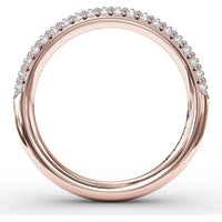 Domed Pavé Diamond Band with Three Rows of Round Diamonds by Fana - 0.61 Carat Total Diamond Weight