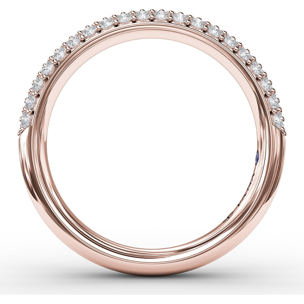 Domed Pavé Diamond Band with Three Rows of Round Diamonds by Fana - 0.61 Carat Total Diamond Weight
