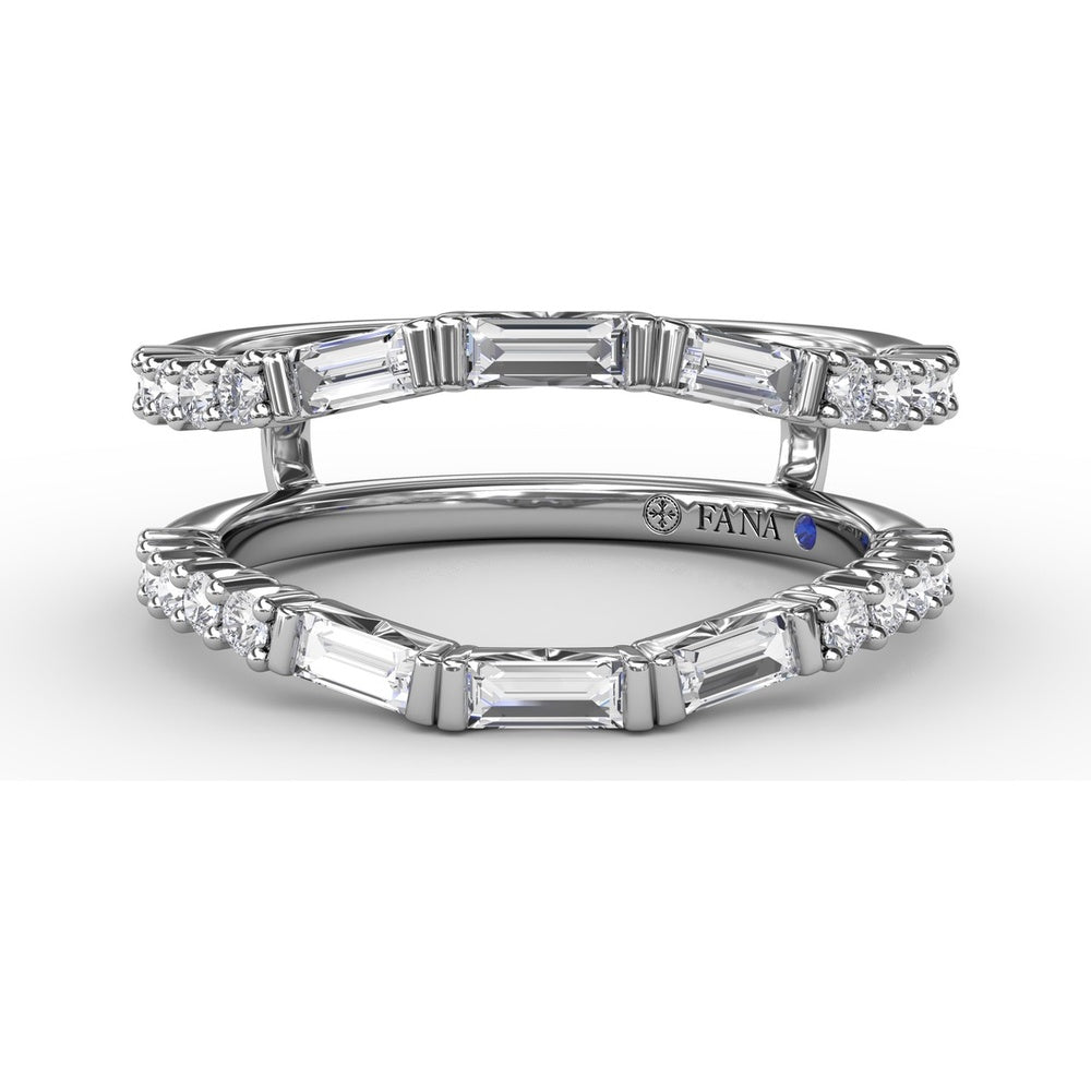 Double Band Insert Ring with Baguette and Round Diamonds by Fana - 0.72 Carat Total Diamond Weight