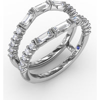 Double Band Insert Ring with Baguette and Round Diamonds by Fana - 0.72 Carat Total Diamond Weight