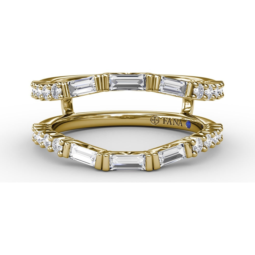 Double Band Insert Ring with Baguette and Round Diamonds by Fana - 0.72 Carat Total Diamond Weight