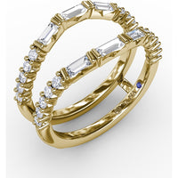 Double Band Insert Ring with Baguette and Round Diamonds by Fana - 0.72 Carat Total Diamond Weight