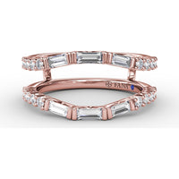 Double Band Insert Ring with Baguette and Round Diamonds by Fana - 0.72 Carat Total Diamond Weight