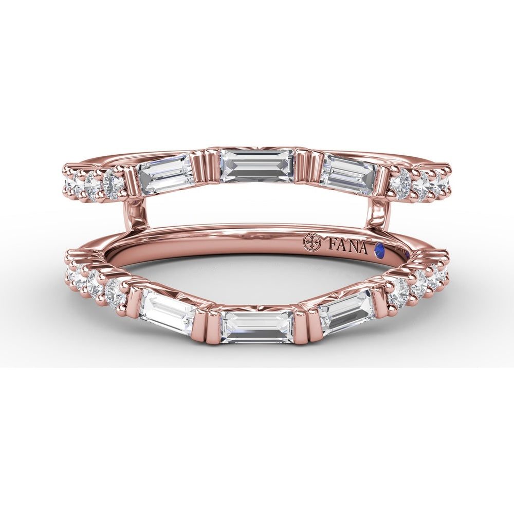 Double Band Insert Ring with Baguette and Round Diamonds by Fana - 0.72 Carat Total Diamond Weight