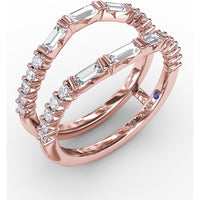 Double Band Insert Ring with Baguette and Round Diamonds by Fana - 0.72 Carat Total Diamond Weight