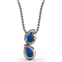 Double Drop Pendant with Pear Sapphires and Diamond Halos by Fana - 1.21 Carat Total Gemstone Weight