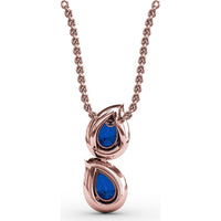 Double Drop Pendant with Pear Sapphires and Diamond Halos by Fana - 1.21 Carat Total Gemstone Weight