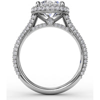 Double Halo Engagement Ring Setting with Bead-Set Pavé Diamonds by Fana - 0.84 Carat Total Diamond Weight
