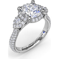 Double Halo Split Shank Engagement Ring Setting with Round Diamonds by Fana - 0.83 Carat Total Diamond Weight