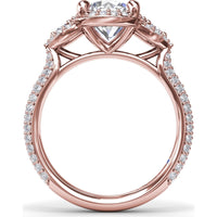 Double Halo Split Shank Engagement Ring Setting with Round Diamonds by Fana - 0.83 Carat Total Diamond Weight