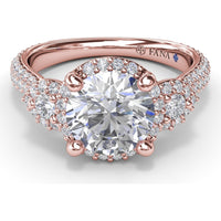 Double Halo Split Shank Engagement Ring Setting with Round Diamonds by Fana - 0.83 Carat Total Diamond Weight