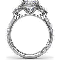 Double Halo Split Shank Engagement Ring Setting with Round Diamonds by Fana - 0.83 Carat Total Diamond Weight