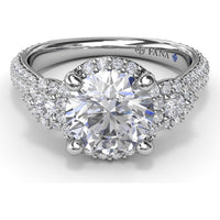 Double Halo Split Shank Engagement Ring Setting with Round Diamonds by Fana - 0.83 Carat Total Diamond Weight