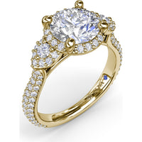 Double Halo Split Shank Engagement Ring Setting with Round Diamonds by Fana - 0.83 Carat Total Diamond Weight