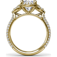 Double Halo Split Shank Engagement Ring Setting with Round Diamonds by Fana - 0.83 Carat Total Diamond Weight