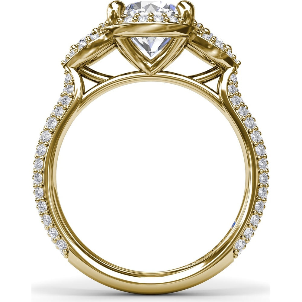 Double Halo Split Shank Engagement Ring Setting with Round Diamonds by Fana - 0.83 Carat Total Diamond Weight