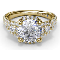 Double Halo Split Shank Engagement Ring Setting with Round Diamonds by Fana - 0.83 Carat Total Diamond Weight