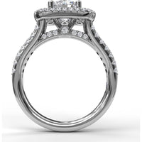 Double Halo Split Shank Engagement Ring Setting with Round Diamonds by Fana - 1.10 Carat Total Diamond Weight