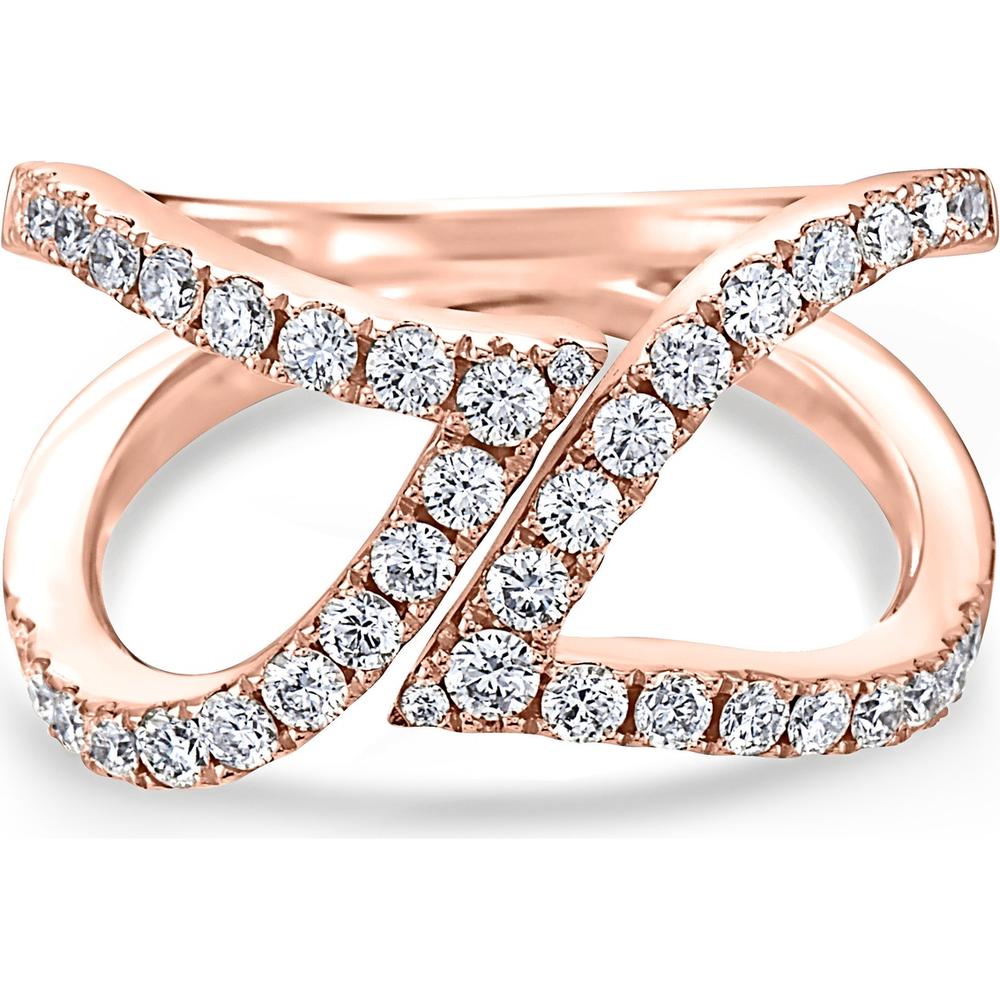 Double Leaf Diamond Ring in 18K Rose Gold by Charles Krypell