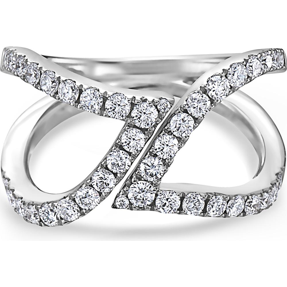 Double Leaf Diamond Ring in 18K White Gold by Charles Krypell