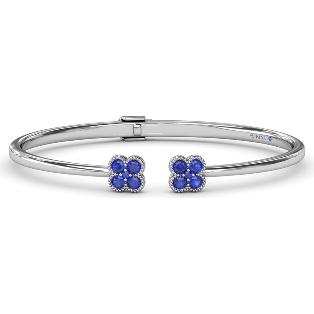 Double Magnolia Bangle with Prong Set Round Sapphires by Fana - 1.08 Carat Total Sapphire Weight