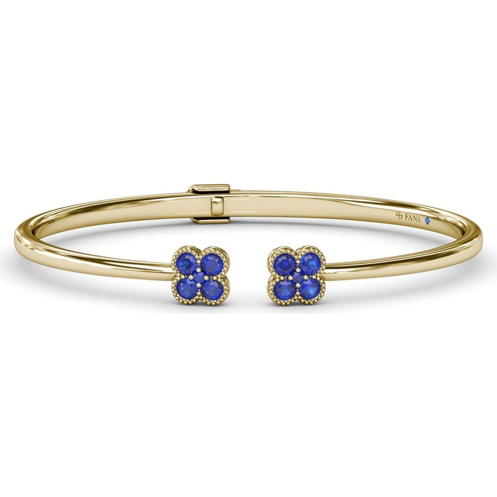 Double Magnolia Bangle with Prong Set Round Sapphires by Fana - 1.08 Carat Total Sapphire Weight
