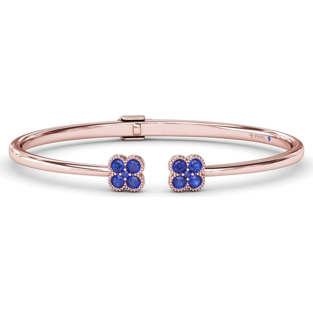 Double Magnolia Bangle with Prong Set Round Sapphires by Fana - 1.08 Carat Total Sapphire Weight