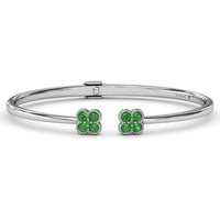 Double Magnolia Bangle with Round Emeralds by Fana - 0.88 Carat Total Emerald Weight