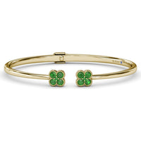 Double Magnolia Bangle with Round Emeralds by Fana - 0.88 Carat Total Emerald Weight