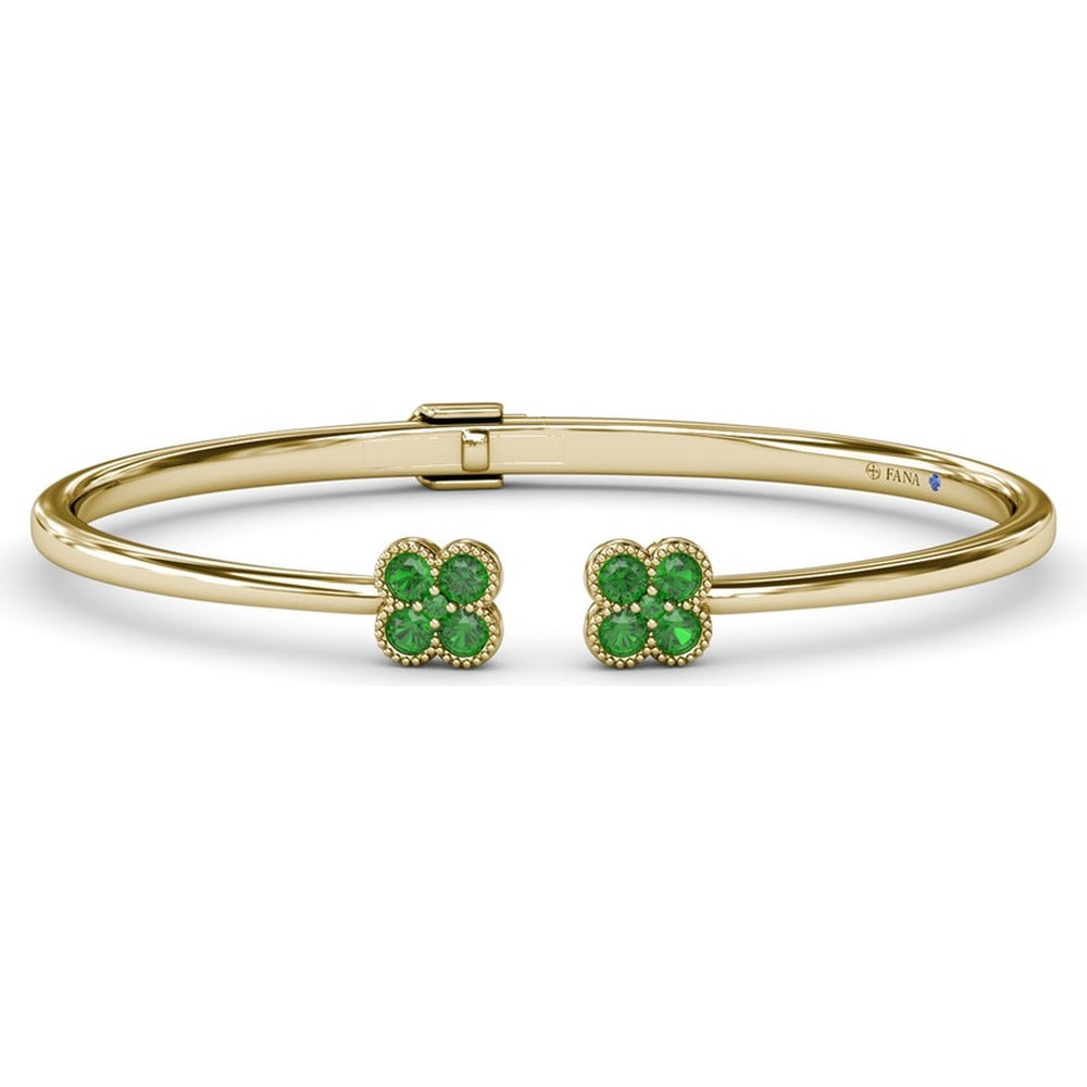 Double Magnolia Bangle with Round Emeralds by Fana - 0.88 Carat Total Emerald Weight