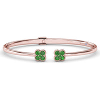 Double Magnolia Bangle with Round Emeralds by Fana - 0.88 Carat Total Emerald Weight
