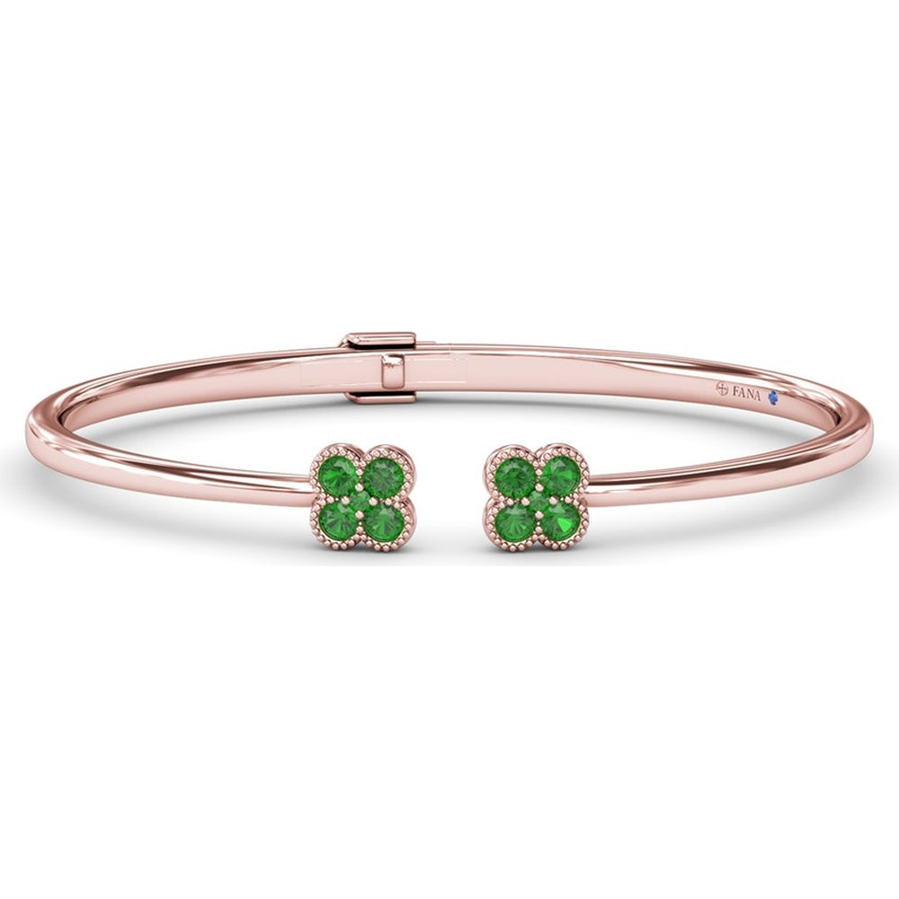 Double Magnolia Bangle with Round Emeralds by Fana - 0.88 Carat Total Emerald Weight