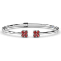 Double Magnolia Open Bangle with Milgrain Prong Set Round Rubies by Fana - 1.08 Carat Total Ruby Weight