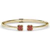 Double Magnolia Open Bangle with Milgrain Prong Set Round Rubies by Fana - 1.08 Carat Total Ruby Weight