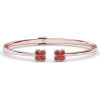 Double Magnolia Open Bangle with Milgrain Prong Set Round Rubies by Fana - 1.08 Carat Total Ruby Weight