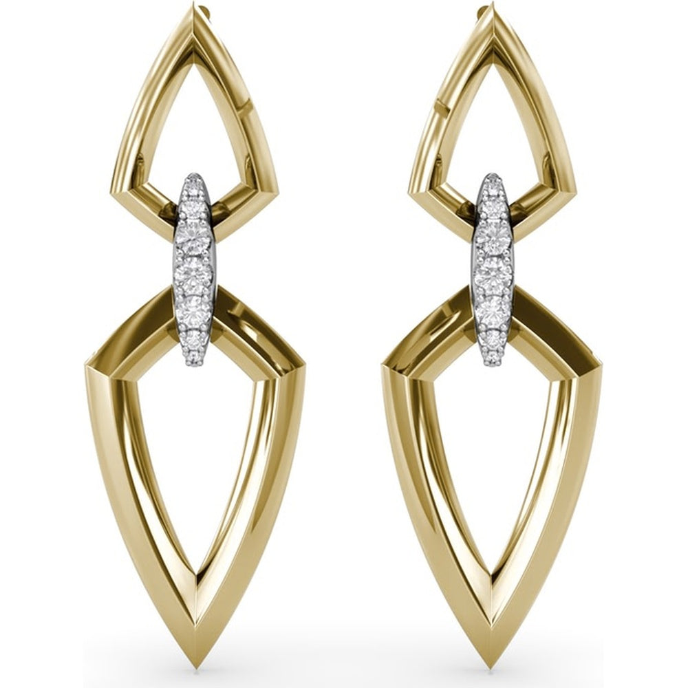 Double Marquise Drop Earrings with Pavé Round Diamond Connector by Fana - 0.14 Carat Total Diamond Weight