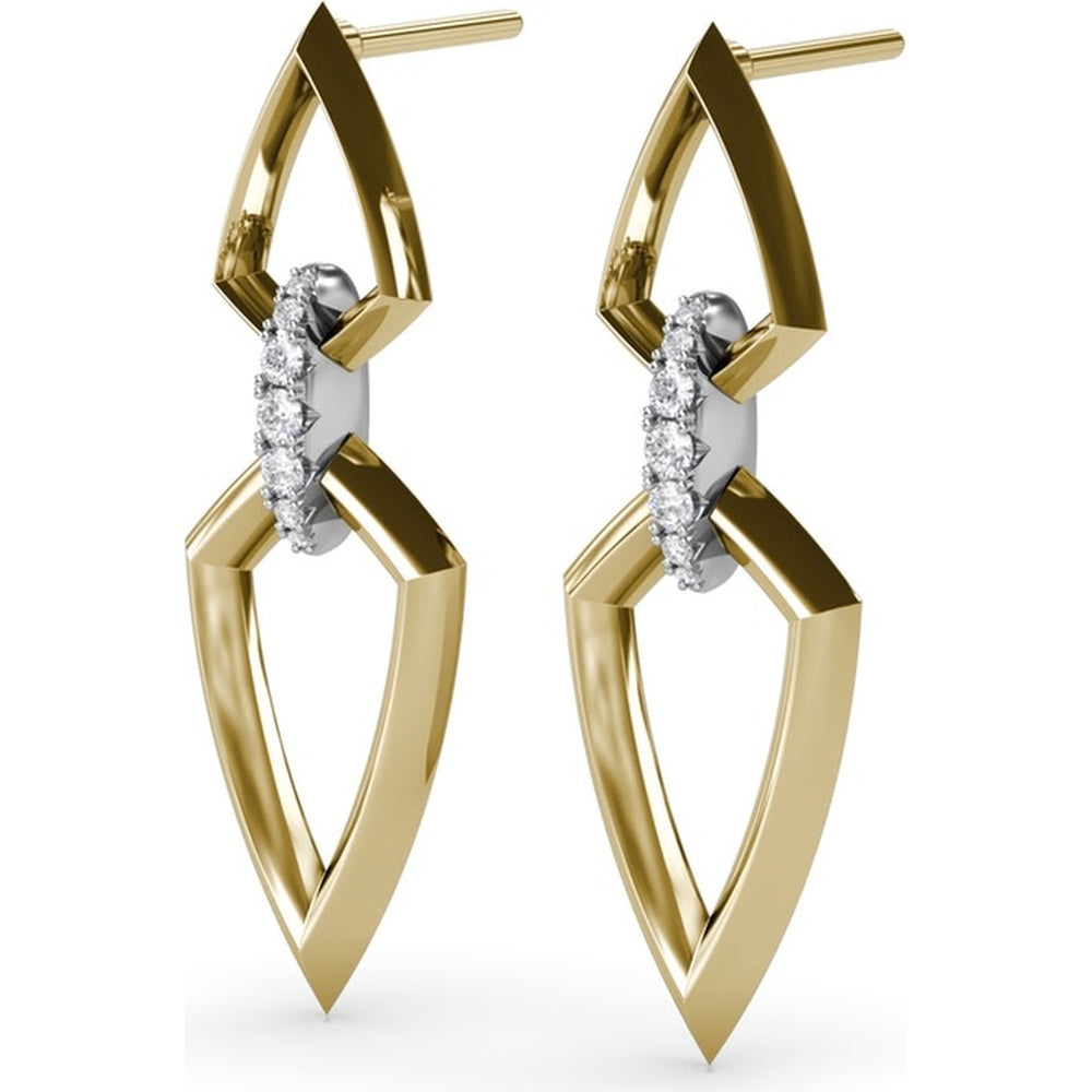 Double Marquise Drop Earrings with Pavé Round Diamond Connector by Fana - 0.14 Carat Total Diamond Weight