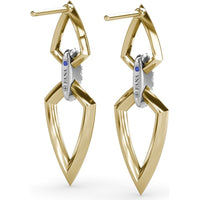 Double Marquise Drop Earrings with Pavé Round Diamond Connector by Fana - 0.14 Carat Total Diamond Weight
