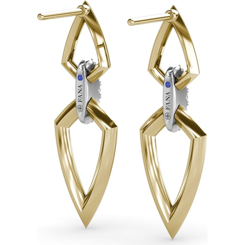 Double Marquise Drop Earrings with Pavé Round Diamond Connector by Fana - 0.14 Carat Total Diamond Weight