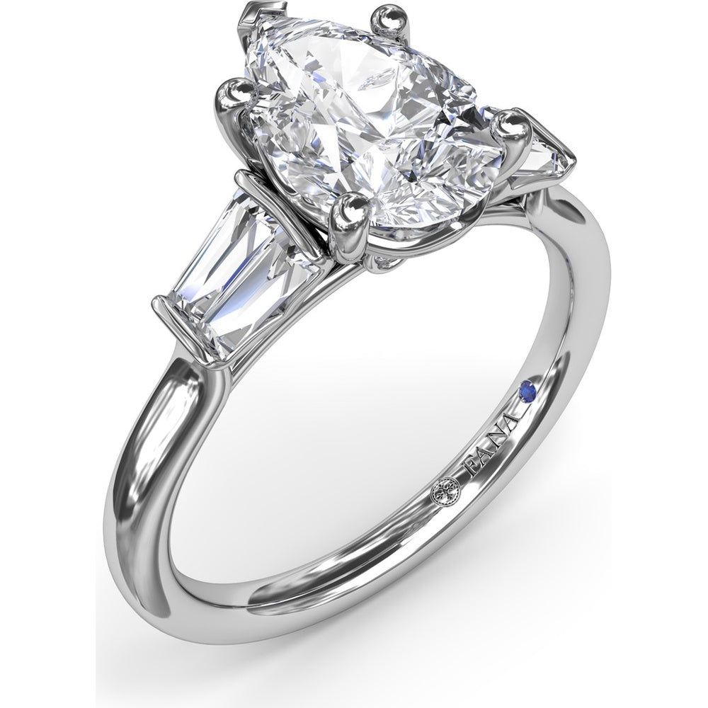 Double Pear Engagement Ring Setting with Tapered Baguette Diamonds and Hidden Diamond Accent by Fana - 0.32 Carat Total Diamond Weight