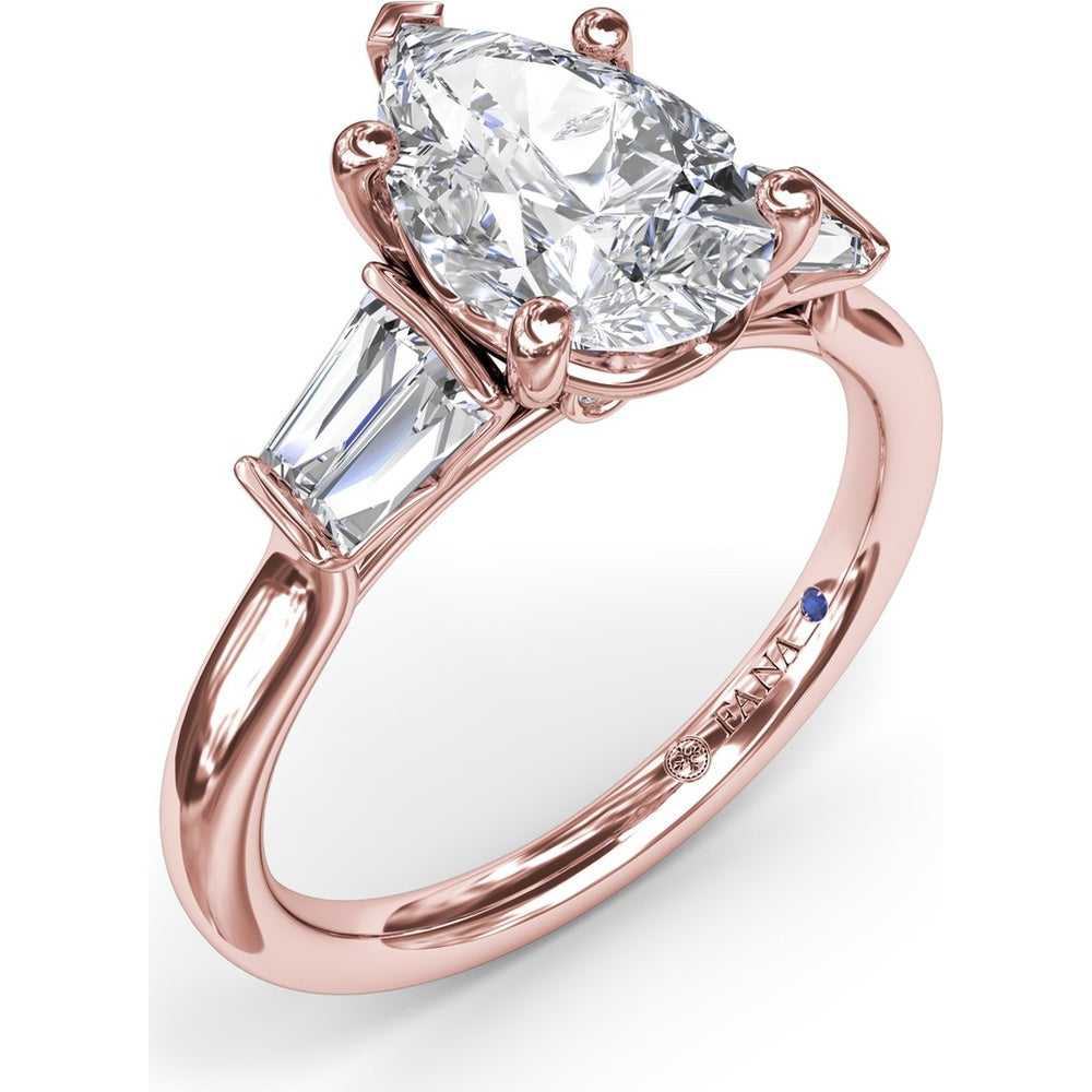 Double Pear Engagement Ring Setting with Tapered Baguette Diamonds and Hidden Diamond Accent by Fana - 0.32 Carat Total Diamond Weight