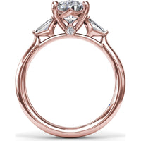 Double Pear Engagement Ring Setting with Tapered Baguette Diamonds and Hidden Diamond Accent by Fana - 0.32 Carat Total Diamond Weight