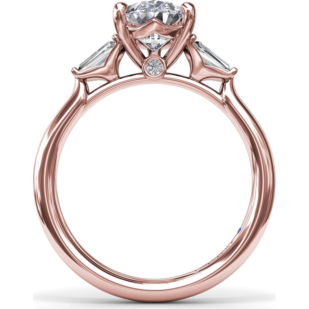 Double Pear Engagement Ring Setting with Tapered Baguette Diamonds and Hidden Diamond Accent by Fana - 0.32 Carat Total Diamond Weight