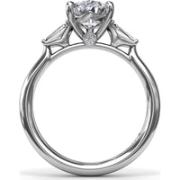Double Pear Engagement Ring Setting with Tapered Baguette Diamonds and Hidden Diamond Accent by Fana - 0.32 Carat Total Diamond Weight