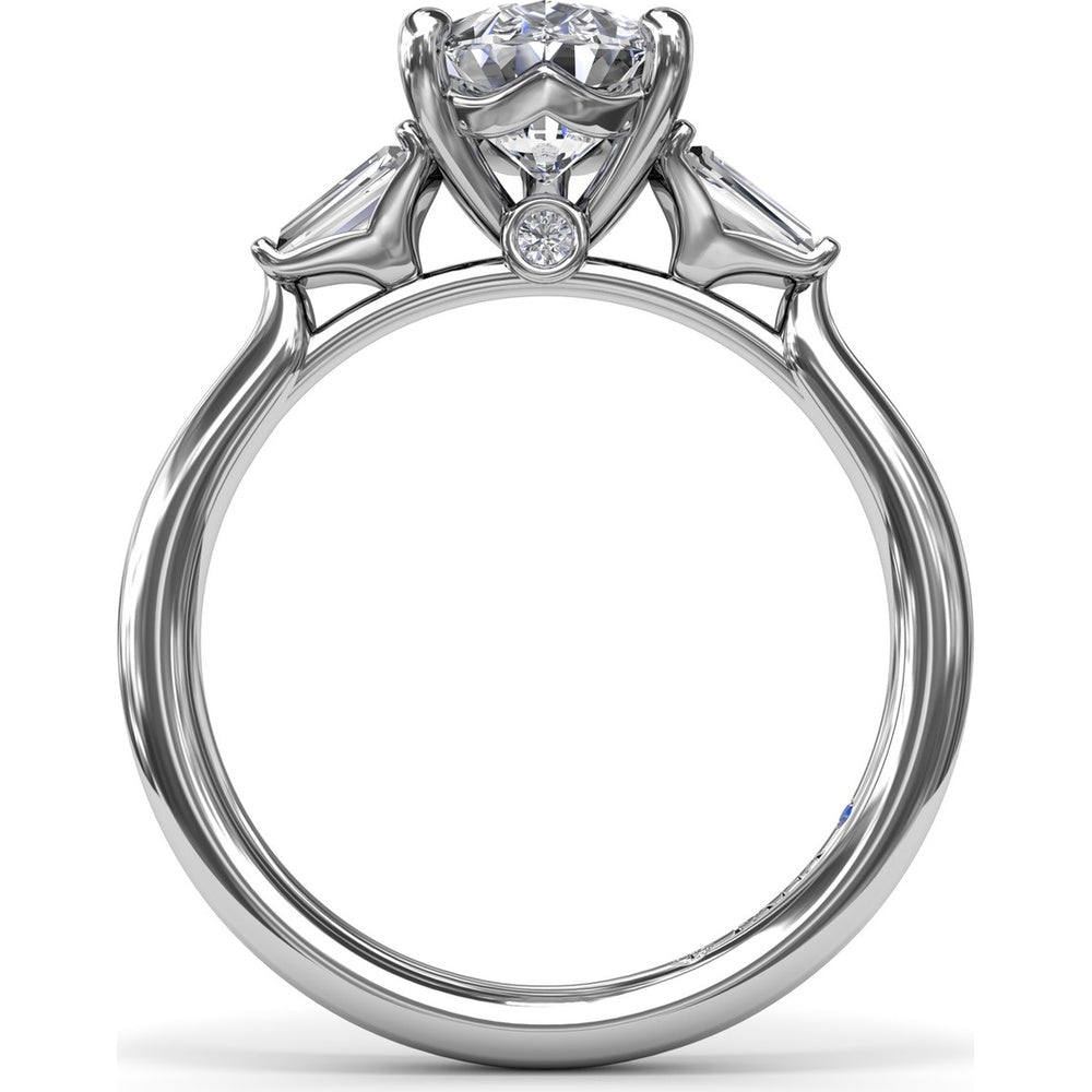 Double Pear Engagement Ring Setting with Tapered Baguette Diamonds and Hidden Diamond Accent by Fana - 0.32 Carat Total Diamond Weight