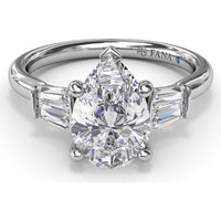 Double Pear Engagement Ring Setting with Tapered Baguette Diamonds and Hidden Diamond Accent by Fana - 0.32 Carat Total Diamond Weight